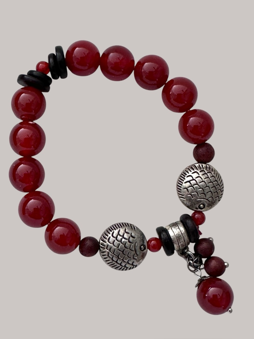 CARNELIAN BEADED TIBETAN STRETCH BRACELET